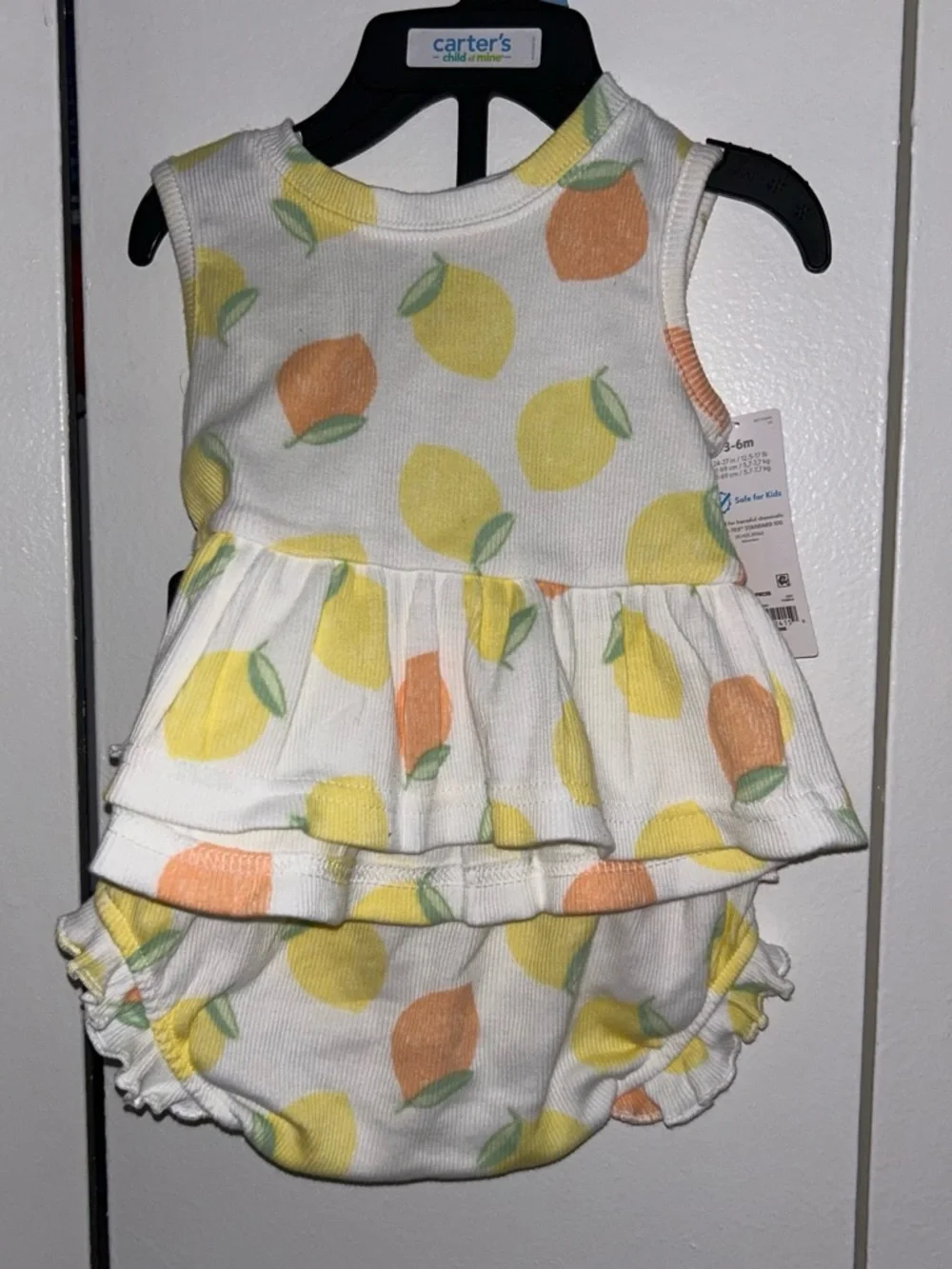 Carter's White Lemon & Peach Print Sleeveless Dress with Bloomers